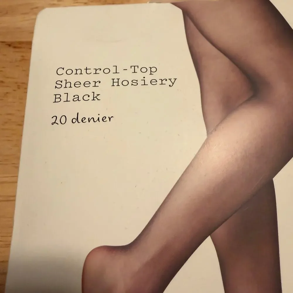 A New Day Women's Black Control Top Sheer Pantyhose - Size Medium/Large - NWT